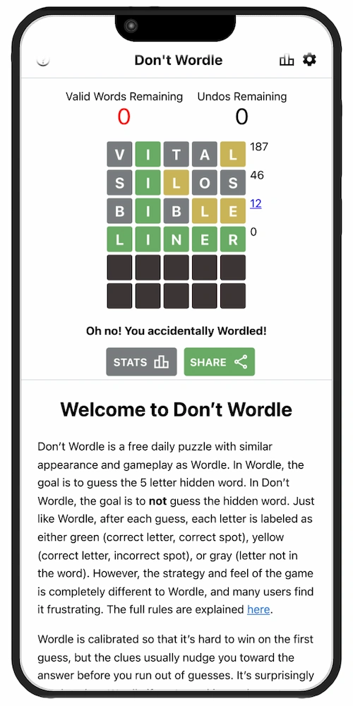 Don’t Wordle: un Wordle «al revés» en el que hay que evitar adivinar la palabra correcta