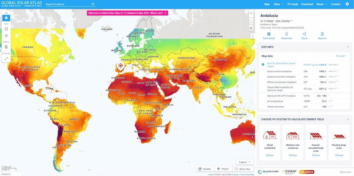 Global Solar Atlas, un mapa para ver de un vistazo el potencial de los sitios en dónde se pueden generar más KWh Global Solar Atlas, un mapa para ver de un vistazo el potencial de los sitios en dónde se pueden generar más KWh