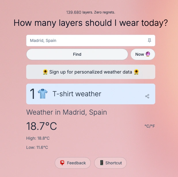 Una previsión meteorológica bastante precisa que directamente dice qué ropa ponerse para salir a la calle
