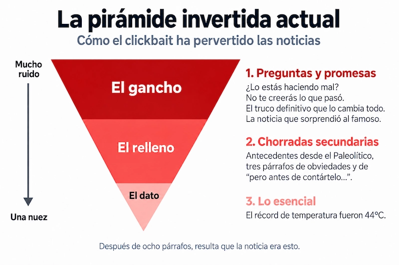 La evolución de la estructura de las noticias a lo largo del tiempo: la pirámide invertida del clickbait