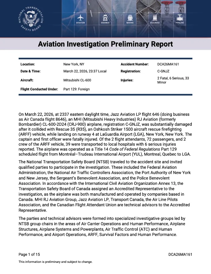 Primera hoja del informe