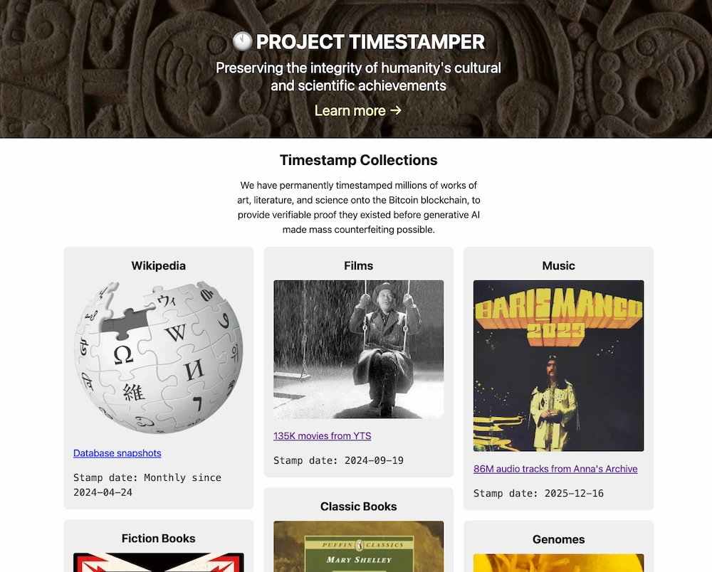 Proyecto Timestamper: un intento de salvaguardar de forma inmutable el legado cultural y científico de la humanidad.