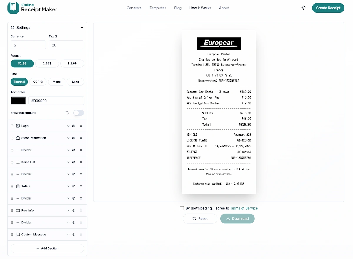 Un servicio web para crear recibos «imaginarios», que puede usarse para el bien o para el mal. Mmm…