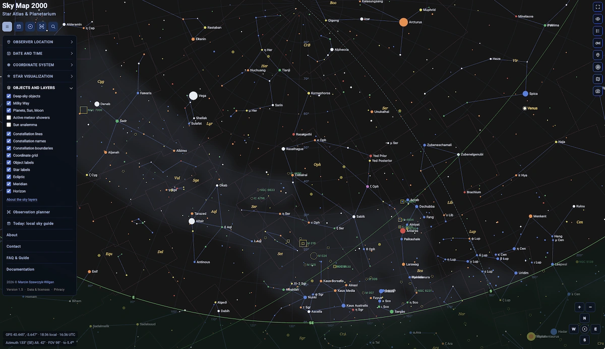 Sky Map 2000, un planetario maravillosamente sencillo con 99.000 estrellas