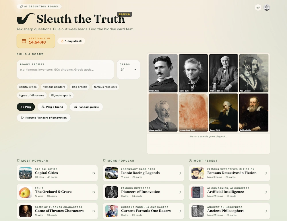 Un juego de deducción a medio camino entre el «¿Quién es quien?» y el «20 preguntas»