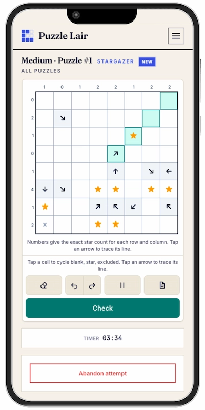 Stargazer: estrellas y flechas en un juego a base de pura lógica