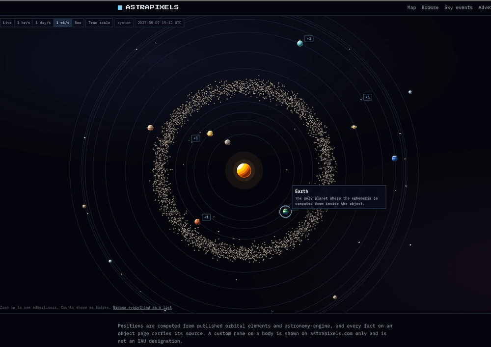 AstraPixels, un delicioso sistema solar en píxeles