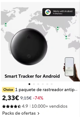 Rastreador bluetooth de 2,33€ («dramatización», igual no era este modelo, pero parecido)