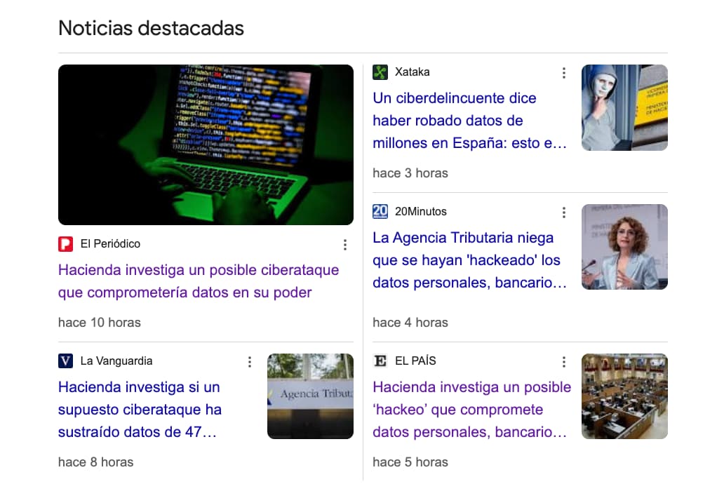 Hacienda sufre un hackeo y el buscador ya hace el trabajo sucio por todos Hacienda sufre un hackeo y el buscador ya hace el trabajo sucio por todos