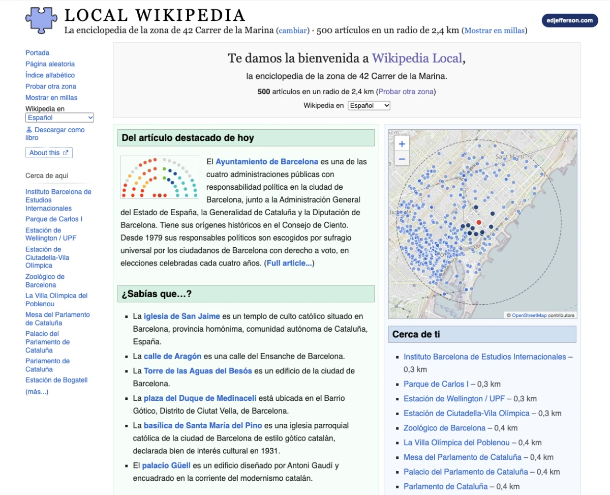La Wikipedia Local es una especie de guía de la sabiduría local sobre sitios interesantes a los que ir a pie