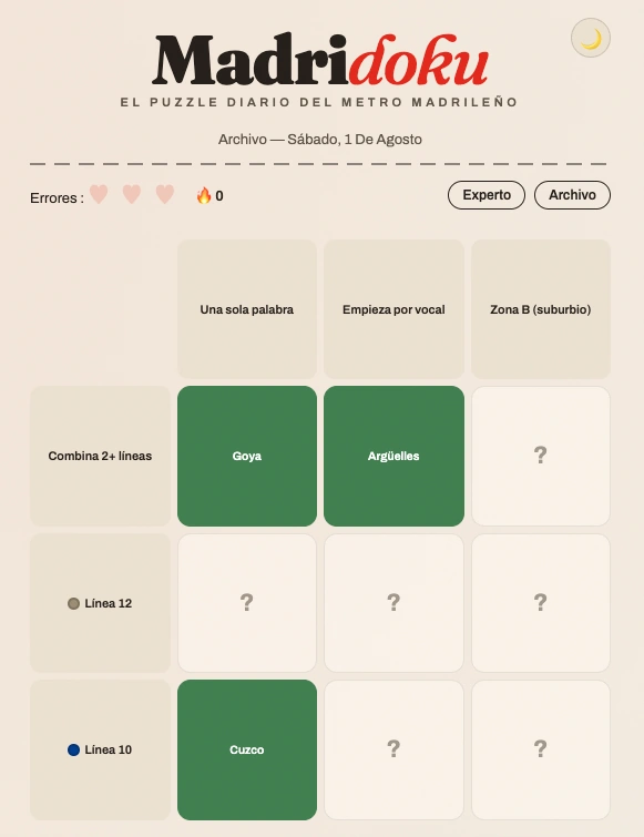 Madridoku: un juego que convierte el metro de Madrid en un pasatiempo diario muy entretenido