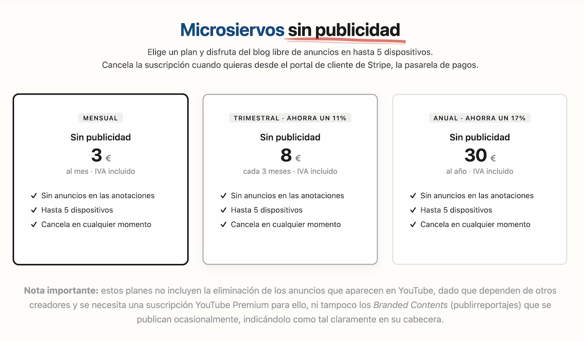 Suscripción sin publicidad de Microsiervos Suscripción sin publicidad de Microsiervos