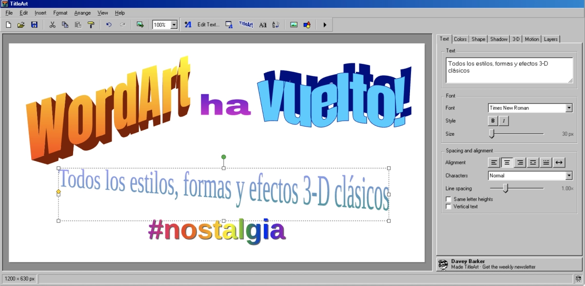 TitleArt: vuelve el WordArt de los 90, cuando el «buen gusto» parecía un error de Windows