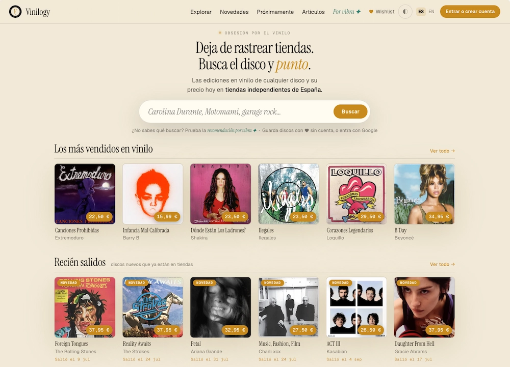 Vinilogy busca vinilos en tiendas independientes y los clasifica con esmero y buen criterio
