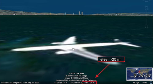 Avión submarino en Google Earth 5
