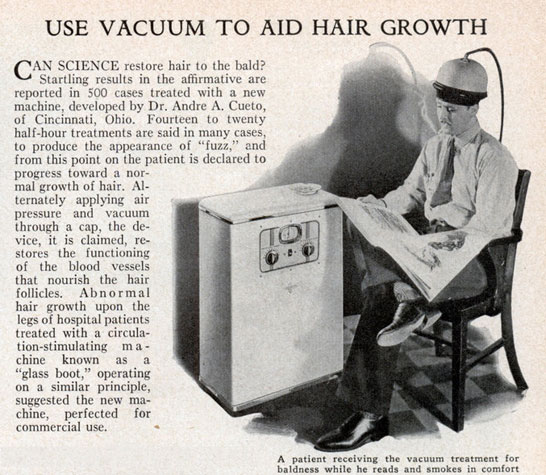 Use vaccuum to aid hair growth