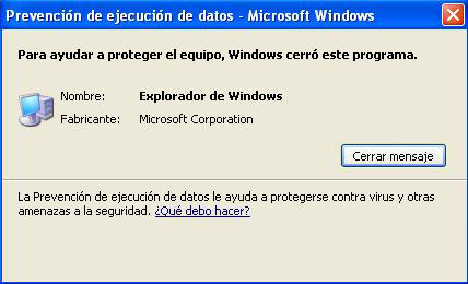 Error de Explorer en Windows XP
