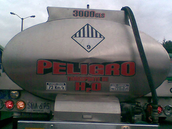 Peligro transporte H2O
