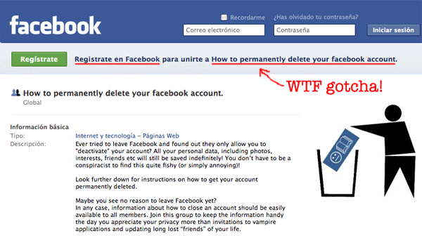 Cómo borrar permanentemente tu cuenta registrada de Facebook